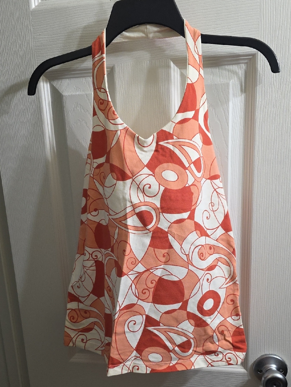 Sonoma Orange and Cream Graphic Halter Tank Size M